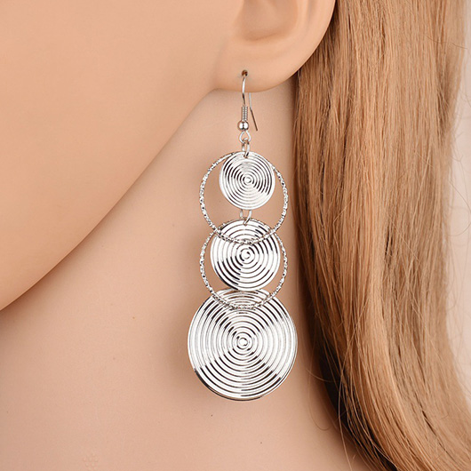 Circular Design Copper Silver Round Earrings