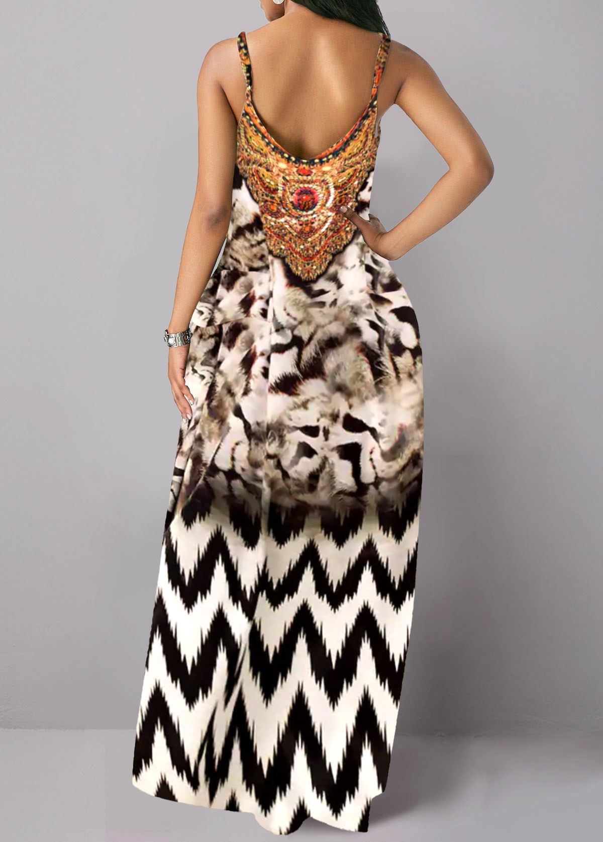 Leopard Pocket Multi Color O Shape Maxi Dress