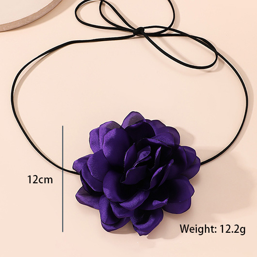 Rose Shape Design Tie Purple Necklace