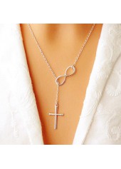 Cross Pendant Silver Metal Detail Necklace