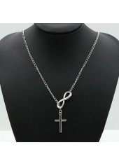 Cross Pendant Silver Metal Detail Necklace