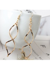 Twist Design Metal Detail Golden Asymmetrical Earrings