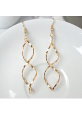 Twist Design Metal Detail Golden Asymmetrical Earrings