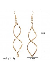Twist Design Metal Detail Golden Asymmetrical Earrings