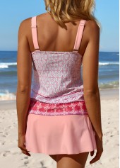 Mid Waisted Tribal Print Patchwork Tankini Set