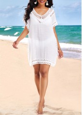 Patchwork Weave Detail White Cover Up
