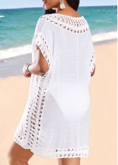 Patchwork Weave Detail White Cover Up