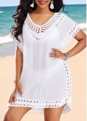 Patchwork Weave Detail White Cover Up