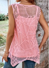 Two Piece Round Neck Pink Tank Top