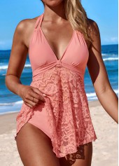 Mid Waisted Lace Pink Swimdress and Panty