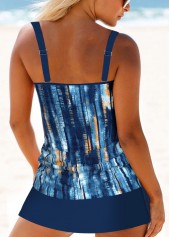 Dusty Blue Mid Waisted Tie Dye Print Tankini Set