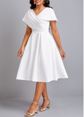 Plus Size Umbrella Hem Short Sleeve White Dress