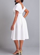 Plus Size Umbrella Hem Short Sleeve White Dress