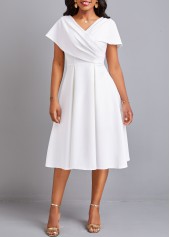 Plus Size Umbrella Hem Short Sleeve White Dress