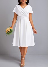 Plus Size Umbrella Hem Short Sleeve White Dress