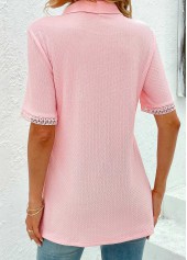 Eyelet Short Sleeve Pink T Shirt