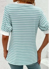 Lace Up Round Neck Mint Green T Shirt