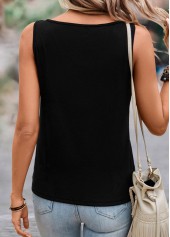 Button Black Lightweight Scoop Neck Tank Top