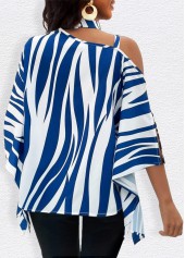 Zebra Stripe Print Chain Blue T Shirt