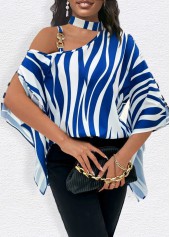 Zebra Stripe Print Chain Blue T Shirt