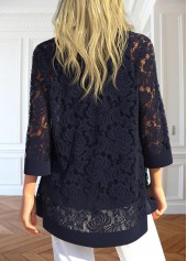 Two Piece Navy 3/4 Sleeve Cardigan and Tank Top