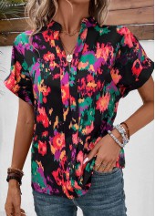 Dazzle Colorful Print Patchwork Multi Color Blouse