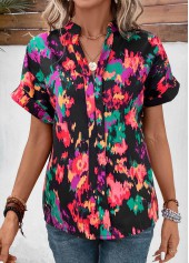 Dazzle Colorful Print Patchwork Multi Color Blouse