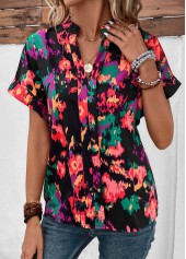 Dazzle Colorful Print Patchwork Multi Color Blouse