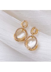 Gold Geometric Design Round Zircon Earrings