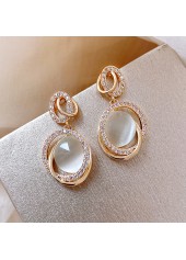 Gold Geometric Design Round Zircon Earrings