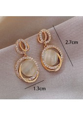 Gold Geometric Design Round Zircon Earrings