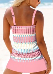 Mid Waisted Geometric Print Circular Ring Tankini Set
