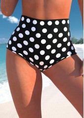 Polka Dot High Waisted Black Bikini Bottom