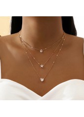 Golden Heart Star Layered Alloy Necklace