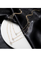 Golden Heart Star Layered Alloy Necklace