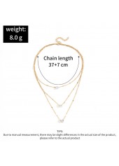 Golden Heart Star Layered Alloy Necklace