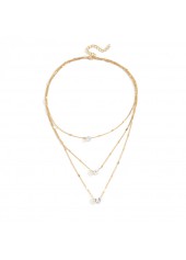 Golden Heart Star Layered Alloy Necklace
