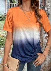 Plus Size Orange Twist Ombre T Shirt