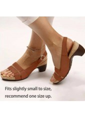 Vamp Band Dark Camel Peep Toe Mid Heel Sandals