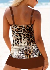 Mid Waisted Leopard Circular Ring Tankini Set