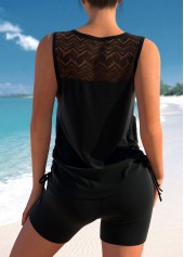 Patchwork Black Criss Cross Tankini Top-No Bottom