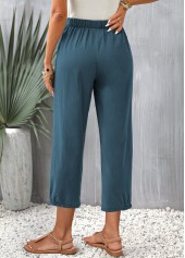 Peacock Blue Elastic Waist Pocket Pants
