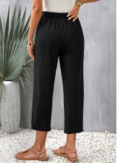 Pocket Elastic Waist Black High Waisted Pants