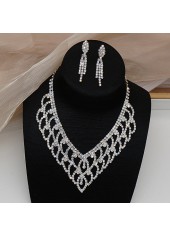 Rhinestone Silver Tassel Earrings and Necklace