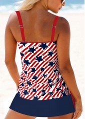 Mid Waisted Star Print Circular Ring Tankini Set