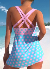 Mid Waisted Polka Dot Criss Cross Pink Swimdress Set
