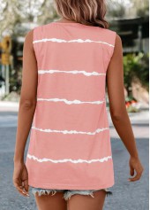 Striped V Neck Pink Tank Top