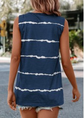 Striped V Neck Navy Tank Top