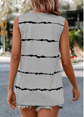 Striped V Neck Grey Tank Top