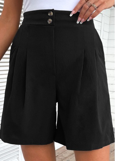 High Waisted Button Black Shorts 28$